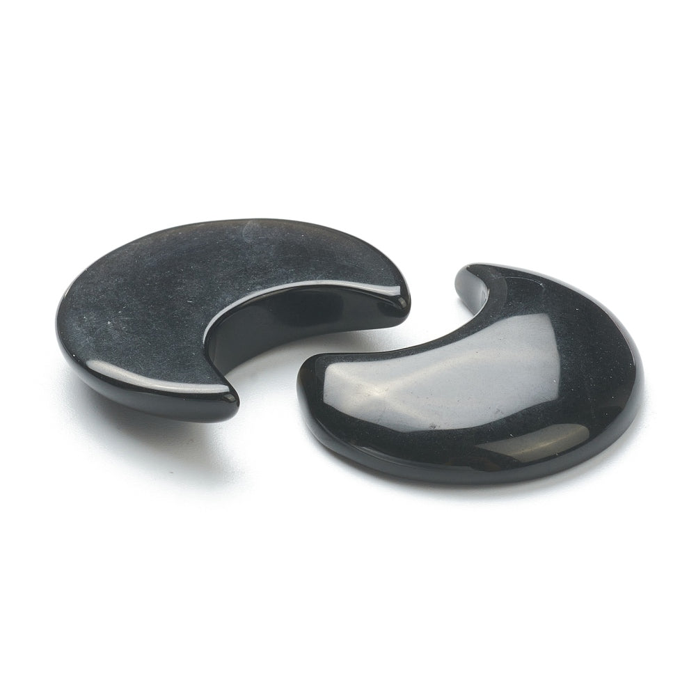 Natural Obsidian Moon Cabochons – Undrilled Crescent Gemstones | The Pink Bead Shop Canada