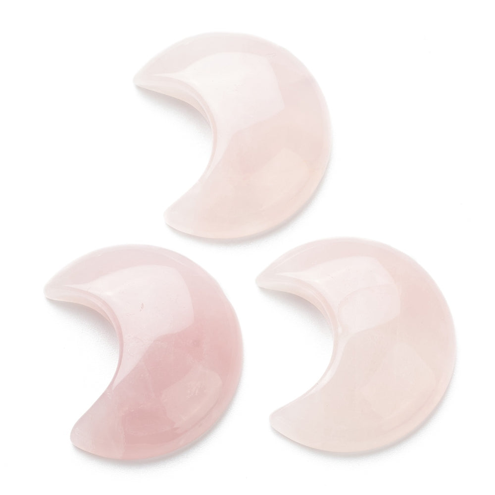 Natural Rose Quartz Moon Cabochon 35x30mm | The Pink Bead Shop Canada