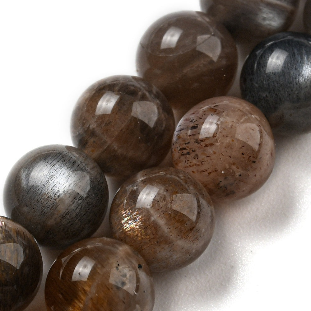 Black Moonstone 8–9mm Round Beads | The Pink Bead Shop Canada