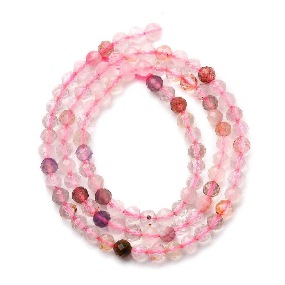 Super Seven Quartz Beads | Faceted Round 4mm Gemstone Strands | The Pink Bead Shop Canada