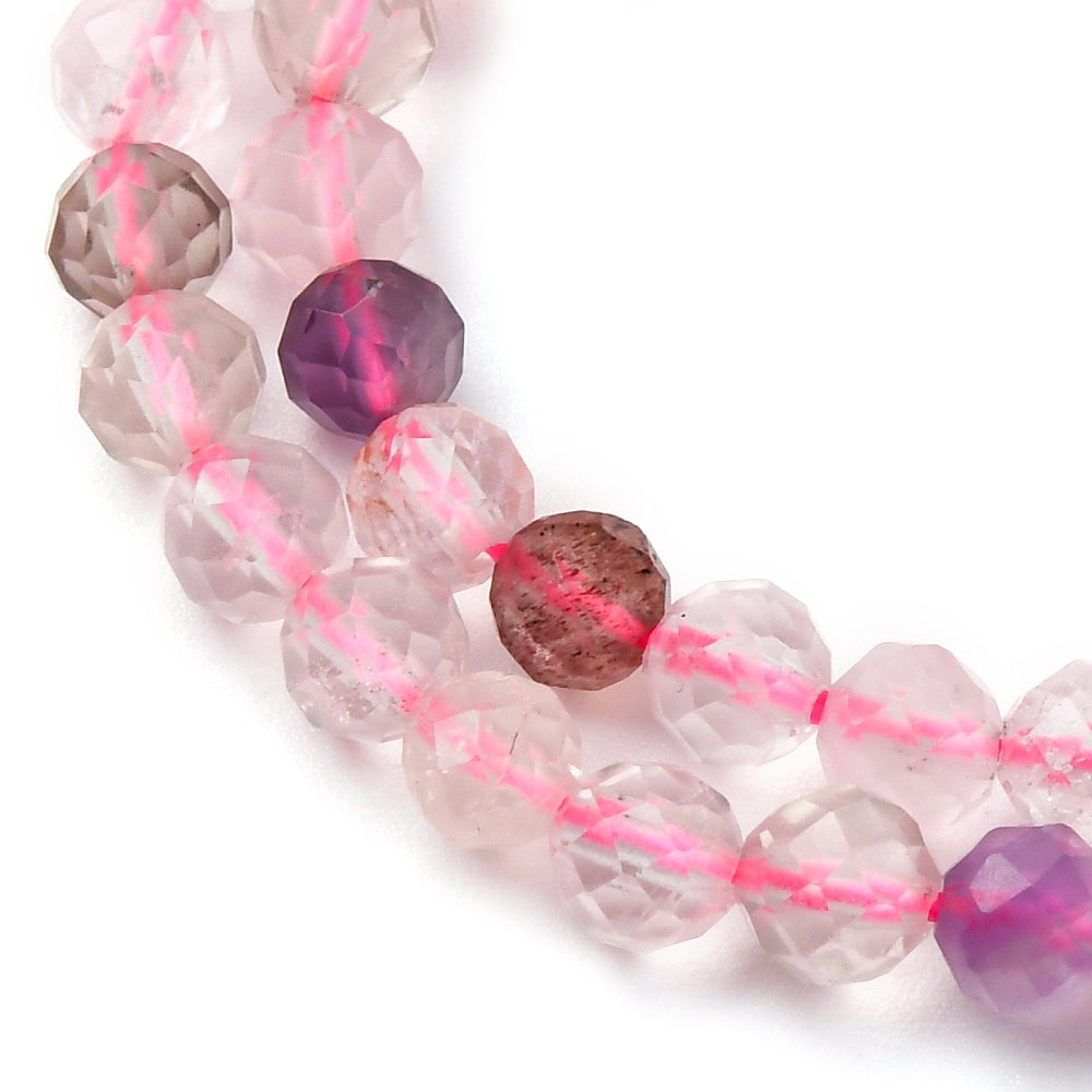 Super Seven Quartz Beads | Faceted Round 4mm Gemstone Strands | The Pink Bead Shop Canada
