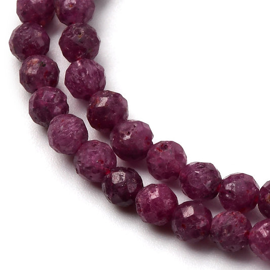 Ruby Natural  Faceted Round Beads 4mm | The Pink Bead Shop Canada