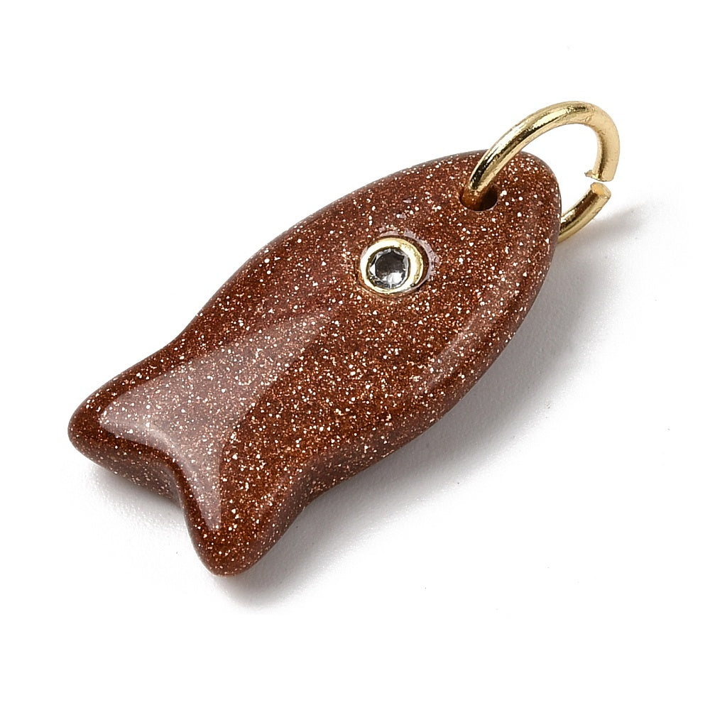 Mixed Stone Fish Pendant with Cubic Zirconia – One Per Pack | The Pink Bead Shop Canada