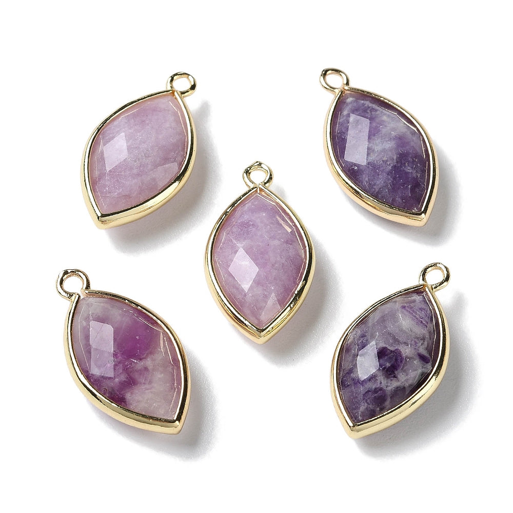 Lepidolite Horse Eye Pendant – Faceted Purple Mica Stone | The Pink Bead Shop Canada