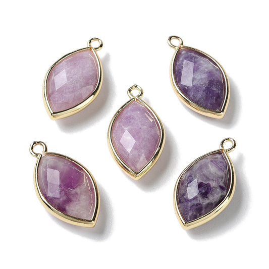 Lepidolite Horse Eye Pendant – Faceted Purple Mica Stone | The Pink Bead Shop Canada
