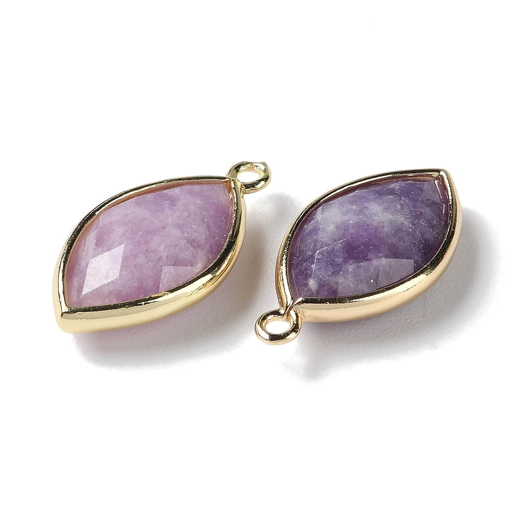 Lepidolite Horse Eye Pendant – Faceted Purple Mica Stone | The Pink Bead Shop Canada