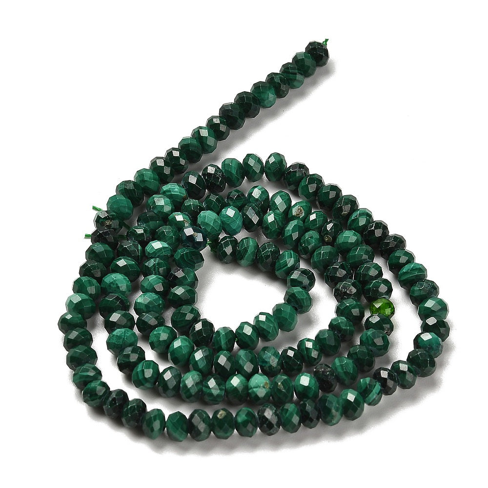 Malachite Natural Faceted Rondelle Beads | The Pink Bead Shop Canada