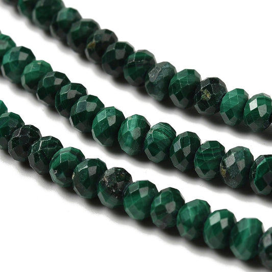 Malachite Natural Faceted Rondelle Beads | The Pink Bead Shop Canada