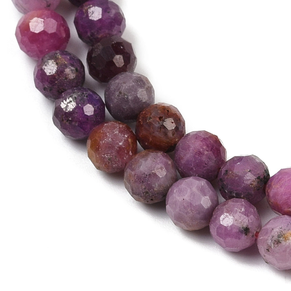 Ruby Natural Gemstone Beads 5mm Faceted Round | The Pink Bead Shop Canada