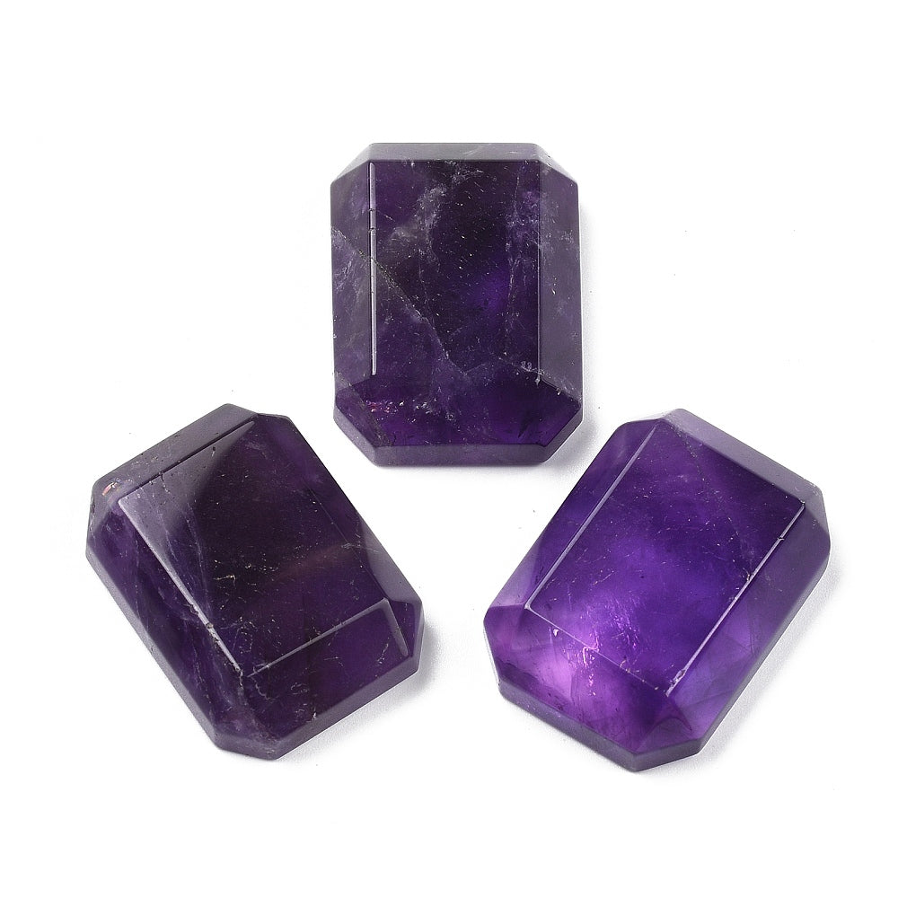 Natural Amethyst Faceted Rectangle Cabochon 30x22mm | The Pink Bead Shop Canada