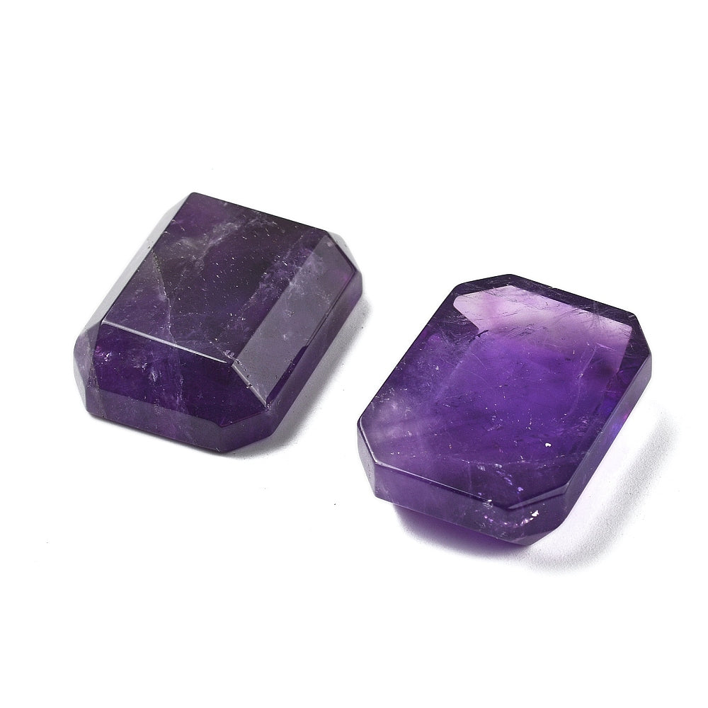 Natural Amethyst Faceted Rectangle Cabochon 30x22mm | The Pink Bead Shop Canada