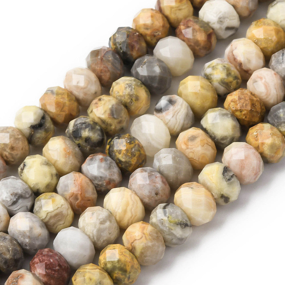 Crazy Agate Natural Faceted Rondelle Beads 8mm | The Pink Bead Shop Canada