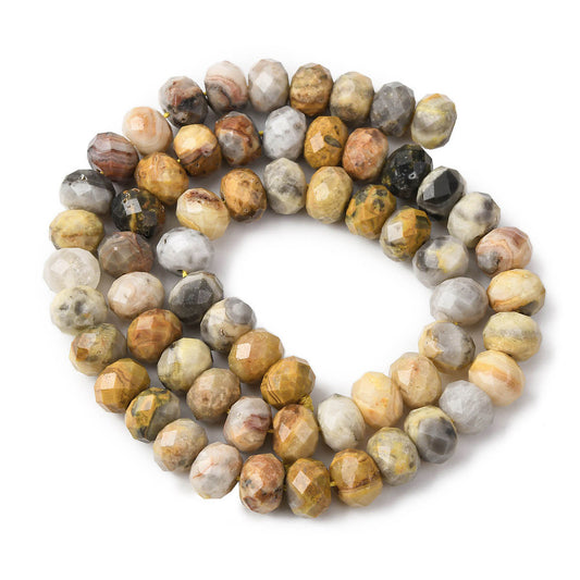 Crazy Agate Natural Faceted Rondelle Beads 8mm | The Pink Bead Shop Canada