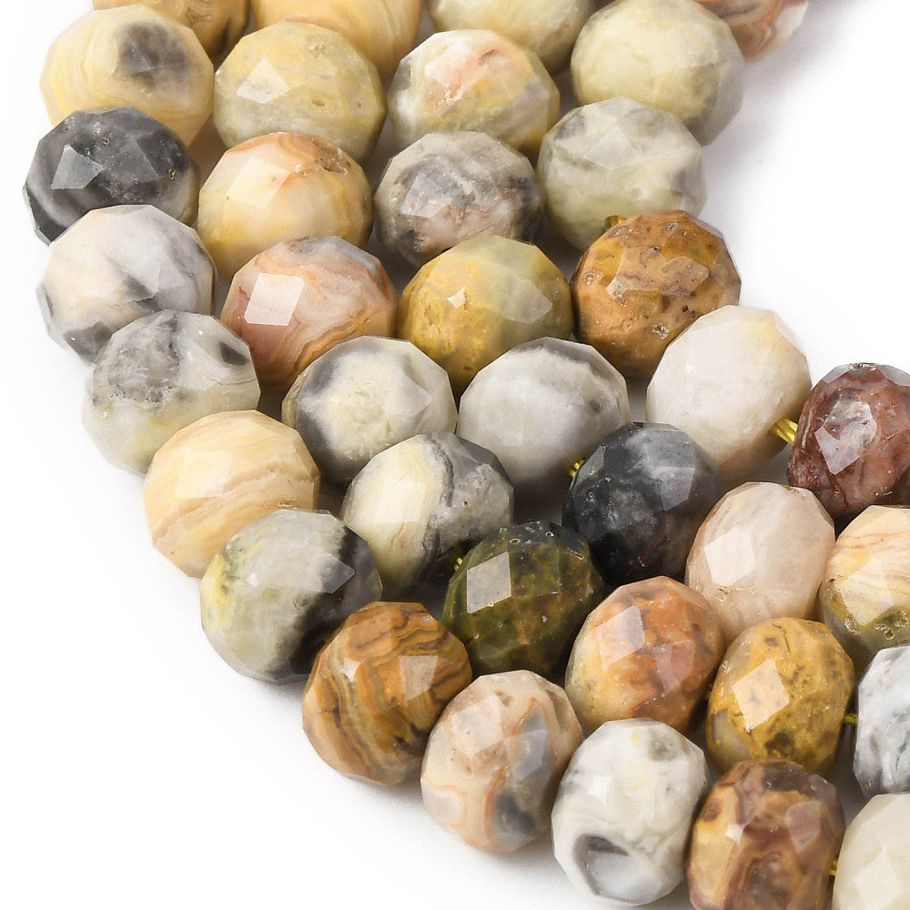 Crazy Agate Natural Faceted Rondelle Beads 8mm | The Pink Bead Shop Canada