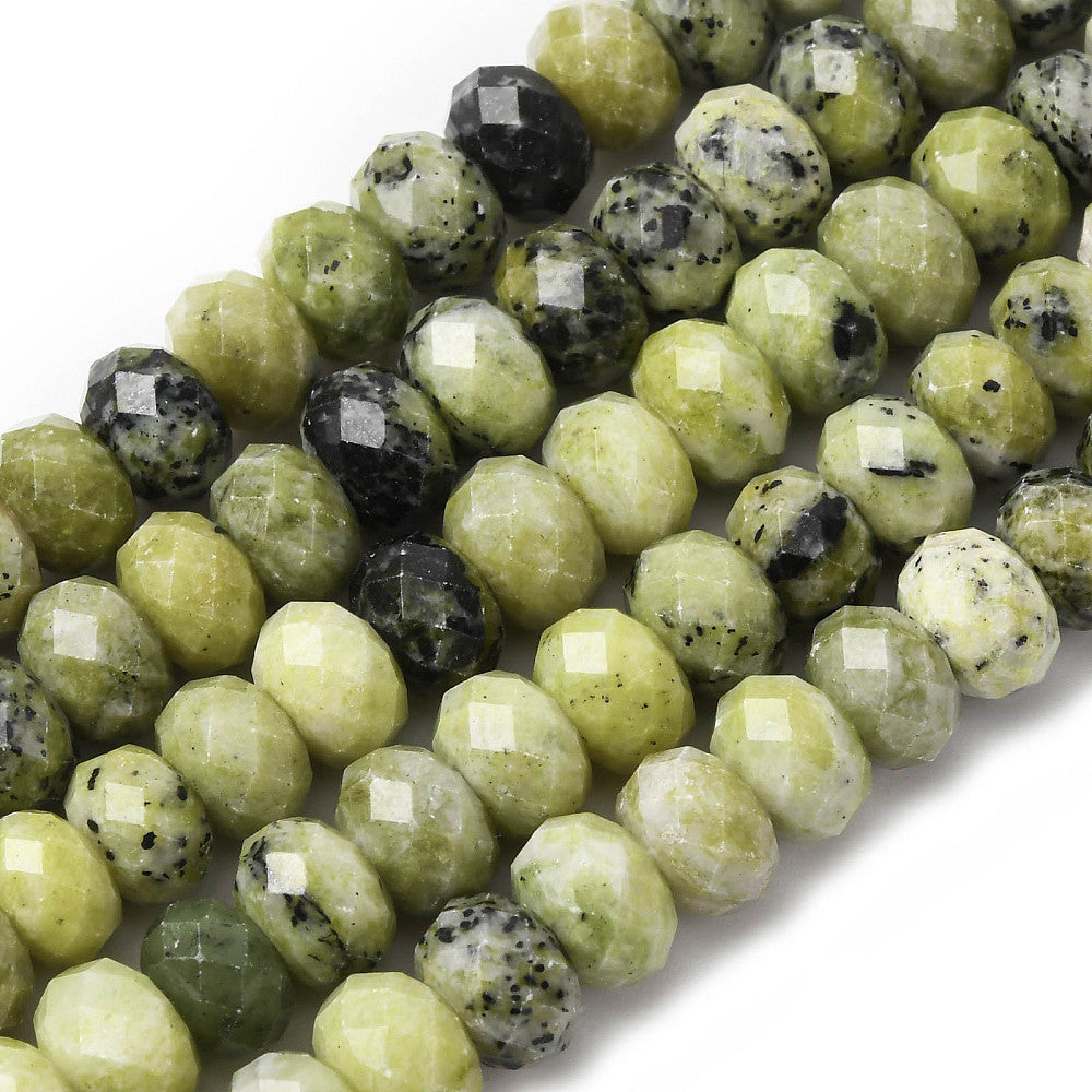 Yellow Turquoise Jasper Faceted Rondelle Beads – 8mm | The Pink Bead Shop Canada