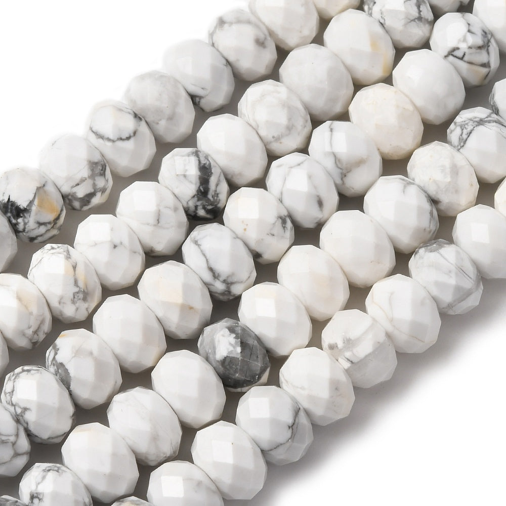 Howlite Faceted Rondelle Beads – 8mm | The Pink Bead Shop Canada
