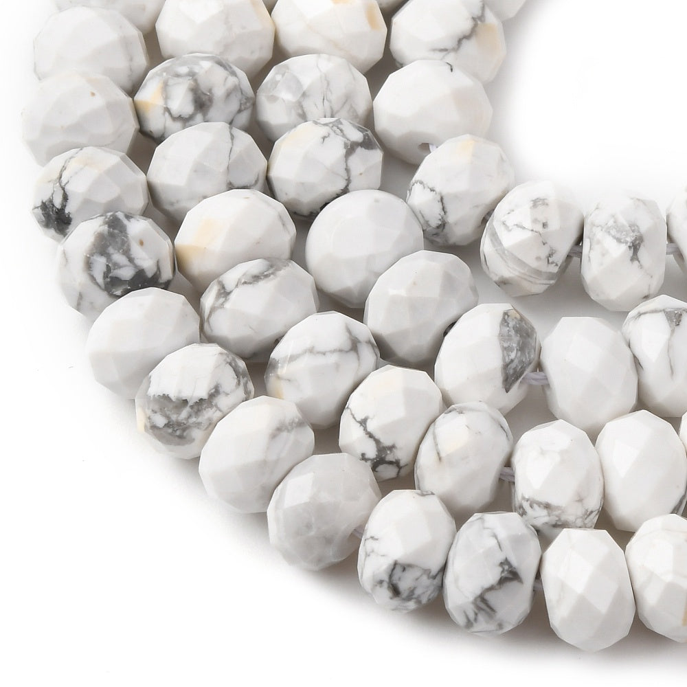 Howlite Faceted Rondelle Beads – 8mm | The Pink Bead Shop Canada