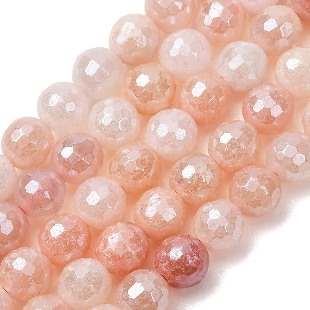 Pink Aventurine Electroplated  Faceted Round Beads 6–6.5mm Strand | The Pink Bead Shop Canada