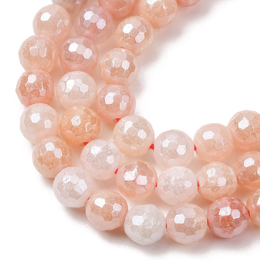 Pink Aventurine Electroplated  Faceted Round Beads 6–6.5mm Strand | The Pink Bead Shop Canada