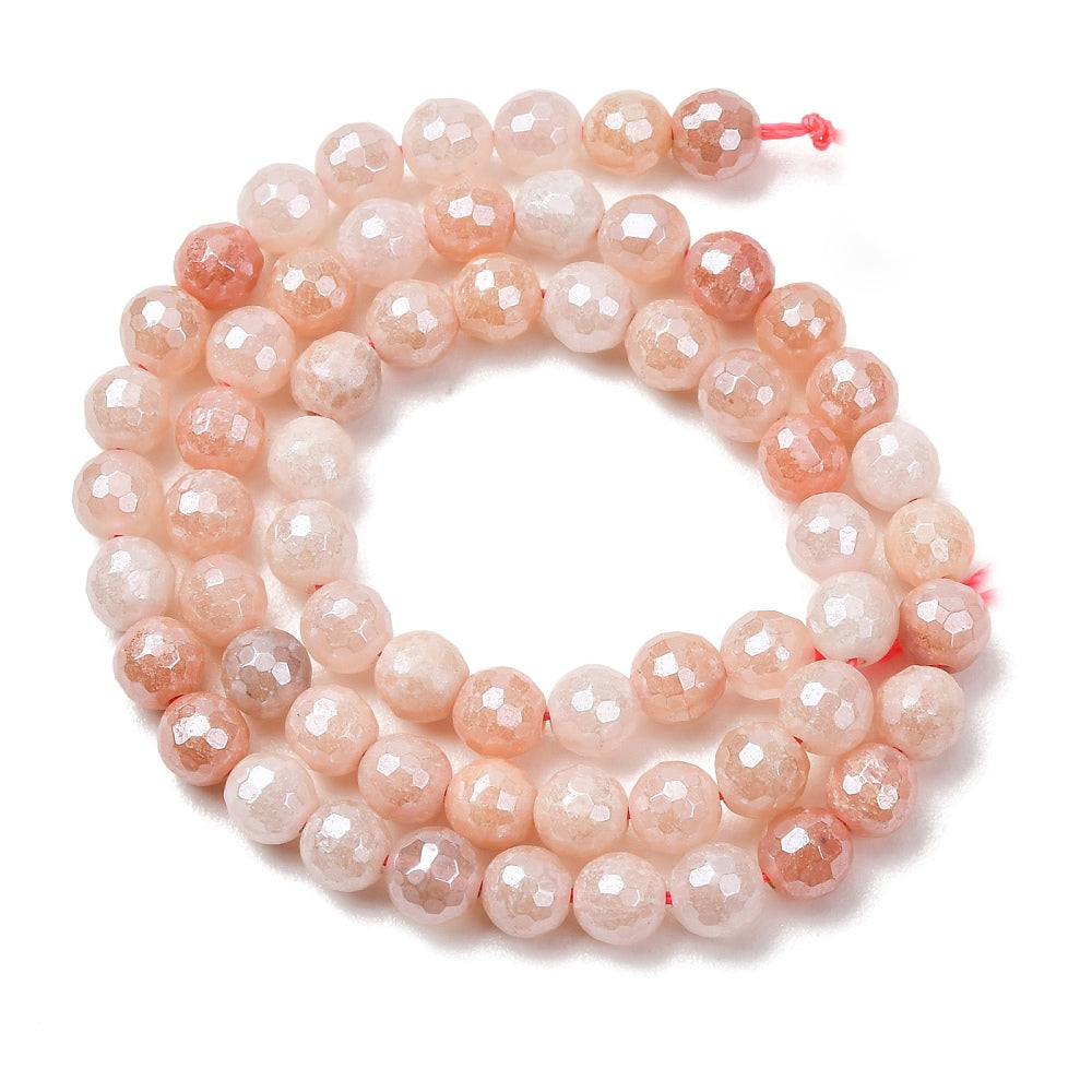 Pink Aventurine Electroplated  Faceted Round Beads 6–6.5mm Strand | The Pink Bead Shop Canada
