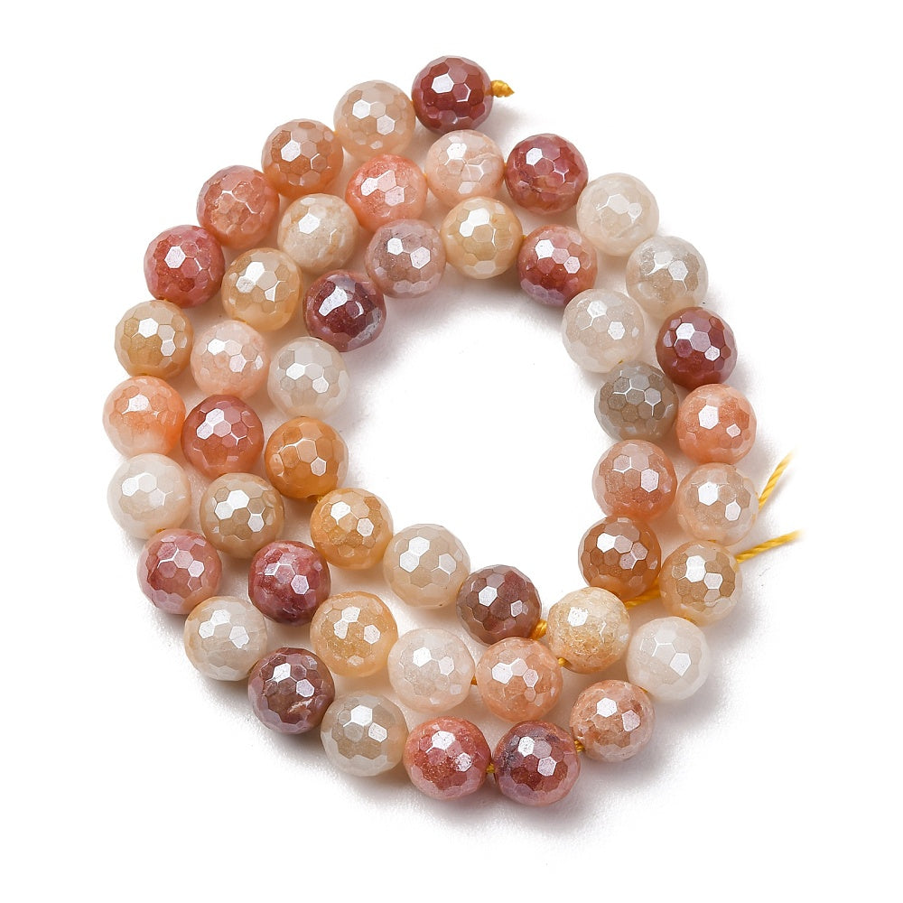 Golden Silk Jade Electroplated Faceted Round Beads 8–8.5mm Strand | The Pink Bead Shop Canada