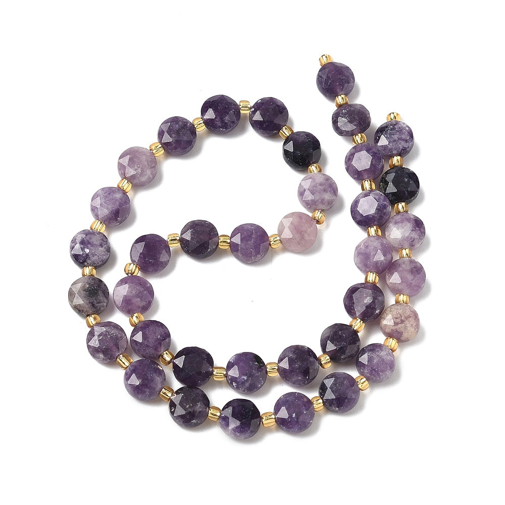 Lepidolite Faceted Hexagonal Coin Beads 8mm | The Pink Bead Shop Canada