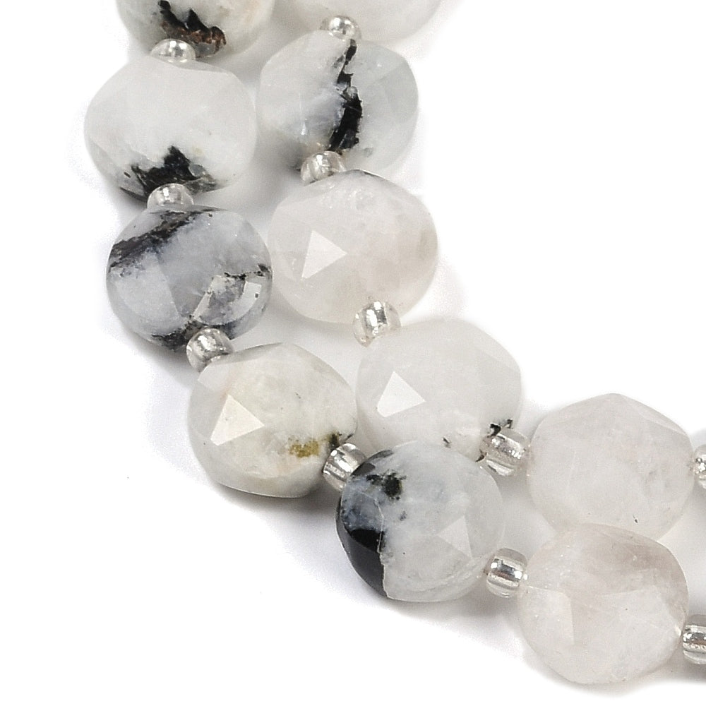 Rainbow Moonstone Faceted Coin Beads 10mm | The Pink Bead Shop Canada