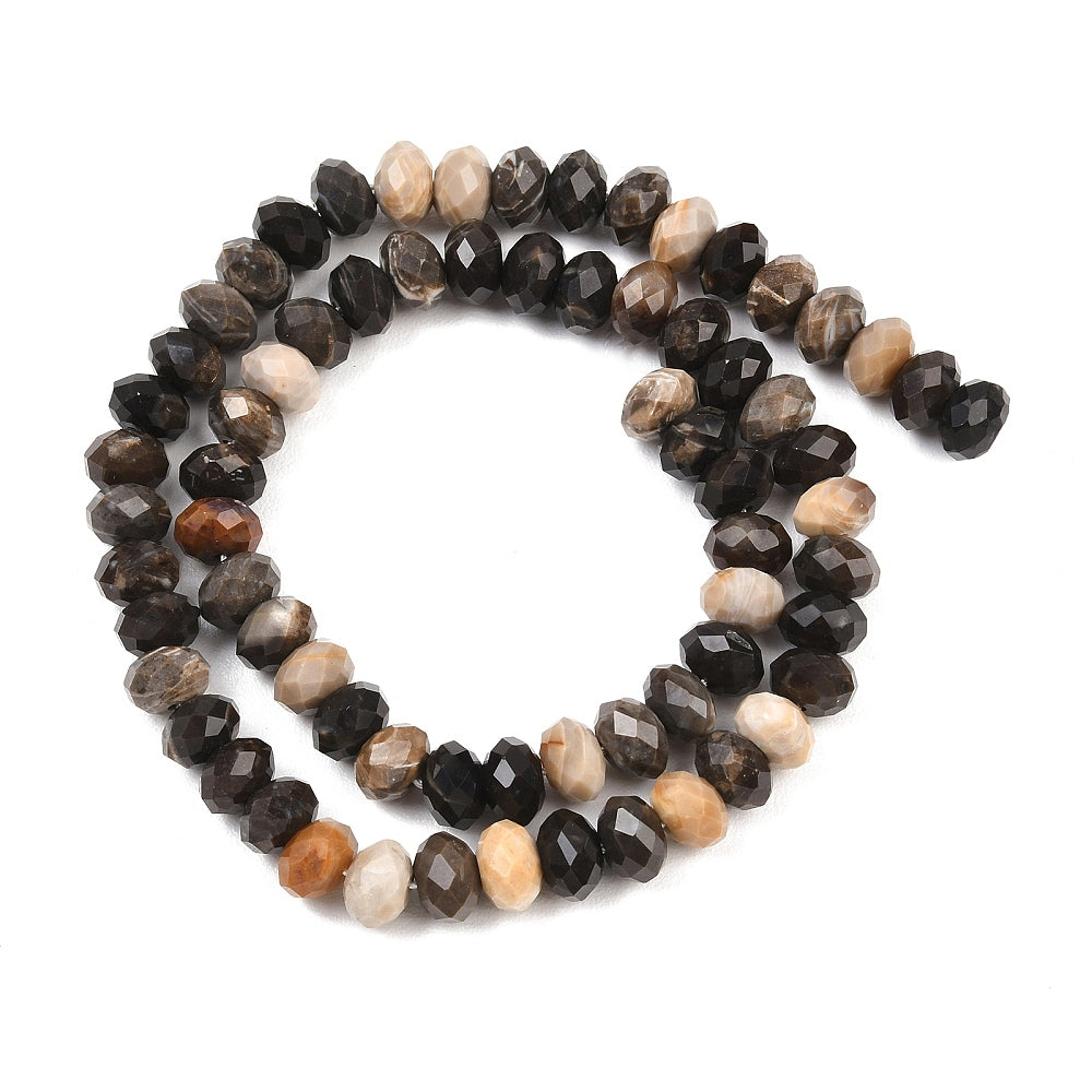 Black Agate Faceted Rondelle Beads 8–8.5mm | The Pink Bead Shop Canada