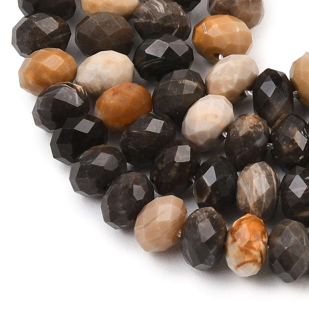 Black Agate Faceted Rondelle Beads 8–8.5mm | The Pink Bead Shop Canada