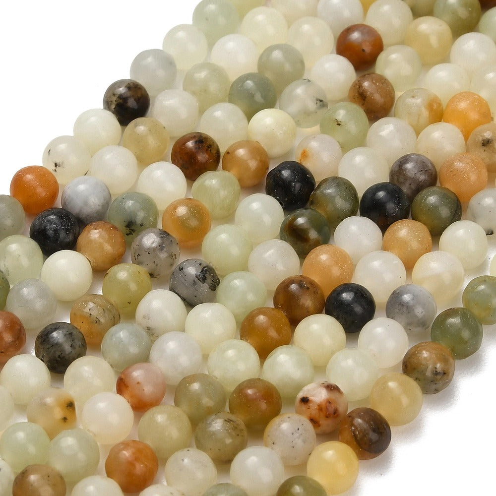 Natural Butter Jade Natural Beads – Smooth Round 6mm & 8mm Mix | The Pink Bead Shop Canada
