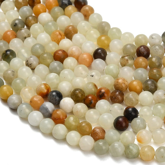 Natural Butter Jade Natural Beads – Smooth Round 6mm & 8mm Mix | The Pink Bead Shop Canada