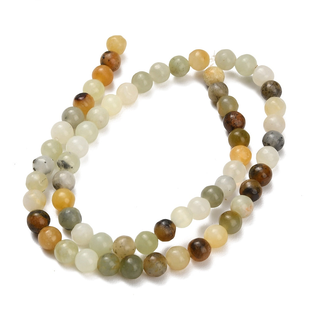 Natural Butter Jade Natural Beads – Smooth Round 6mm & 8mm Mix | The Pink Bead Shop Canada