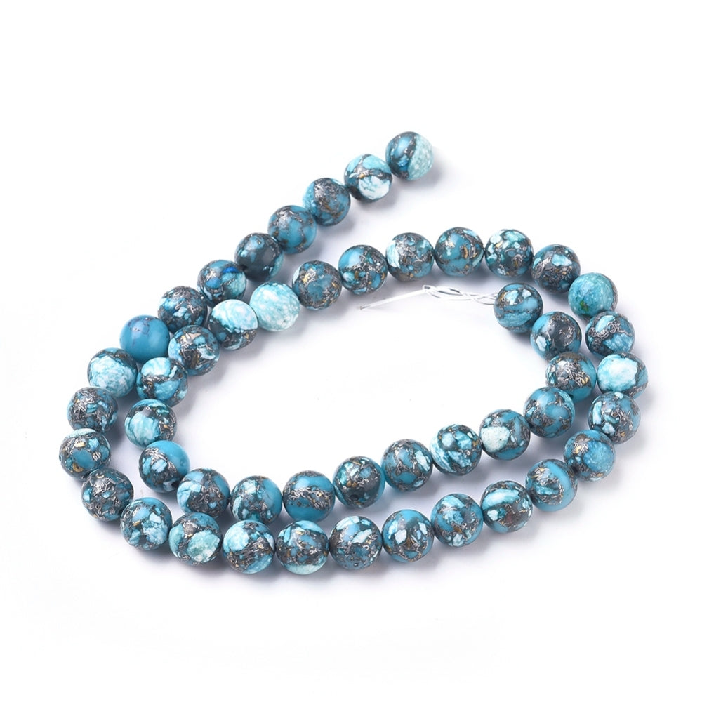 Silver Line Turquoise Beads – 8–8.5mm Round The Pink Bead Shop