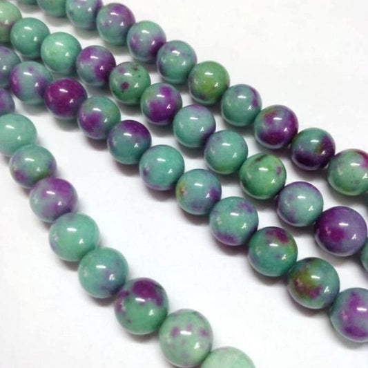 Natural White Jade Beads Strands – Dyed, Round, Colorful, 6mm, Hole: 1mm, Approx. 69pcs/Strand, 15.7” The Pink Bead Shop