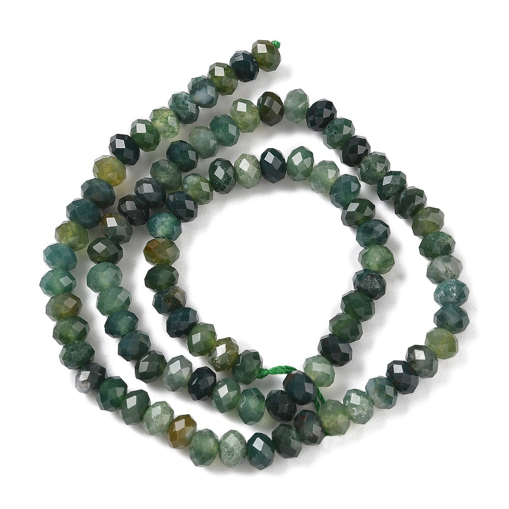 Moss Agate Natural Faceted Rondelle Beads – 5.5–6.5mm | The Pink Bead Shop Canada