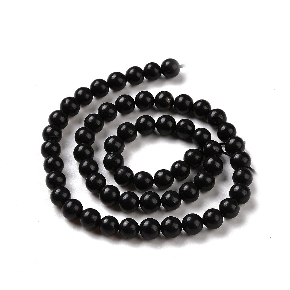 Shungite Natural 6mm Round Gemstone Beads | The Pink Bead Shop Canada
