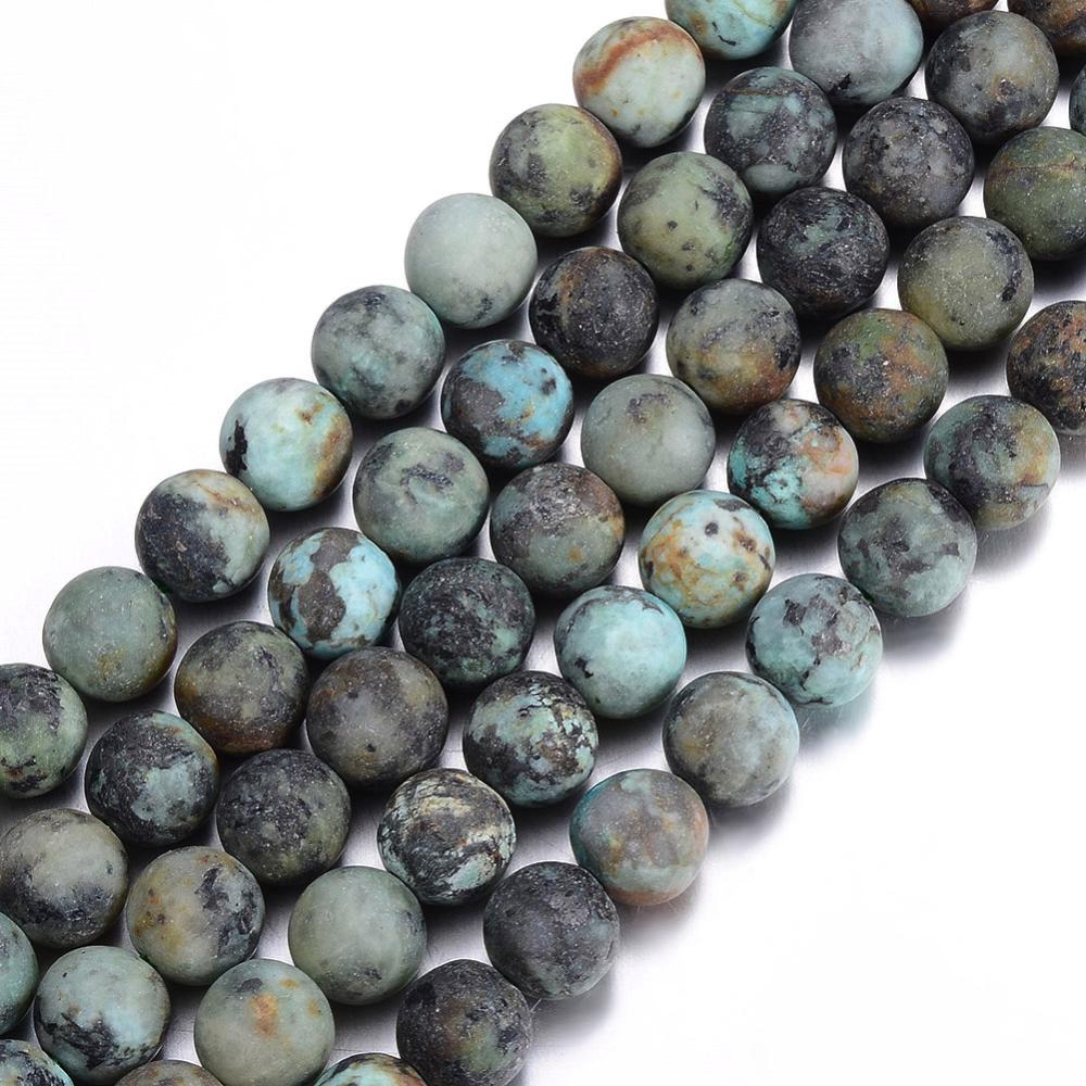 African Turquoise Natural Jasper Beads – Frosted 8mm | The Pink Bead Shop Canada