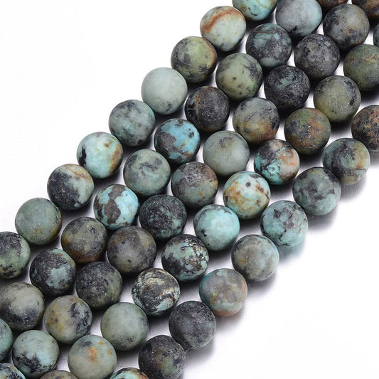 African Turquoise Natural Jasper Beads – Frosted 8mm | The Pink Bead Shop Canada