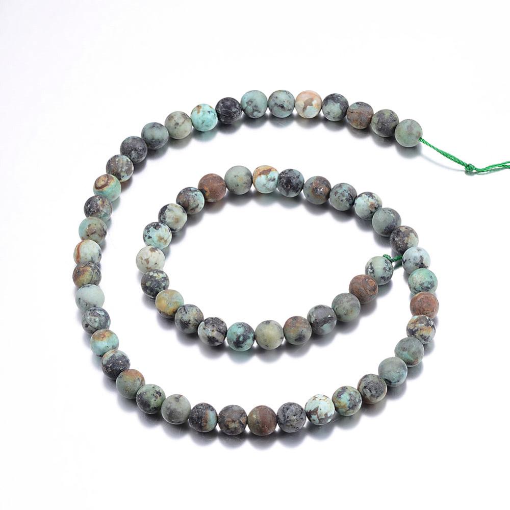 African Turquoise Natural Jasper Beads – Frosted 8mm | The Pink Bead Shop Canada