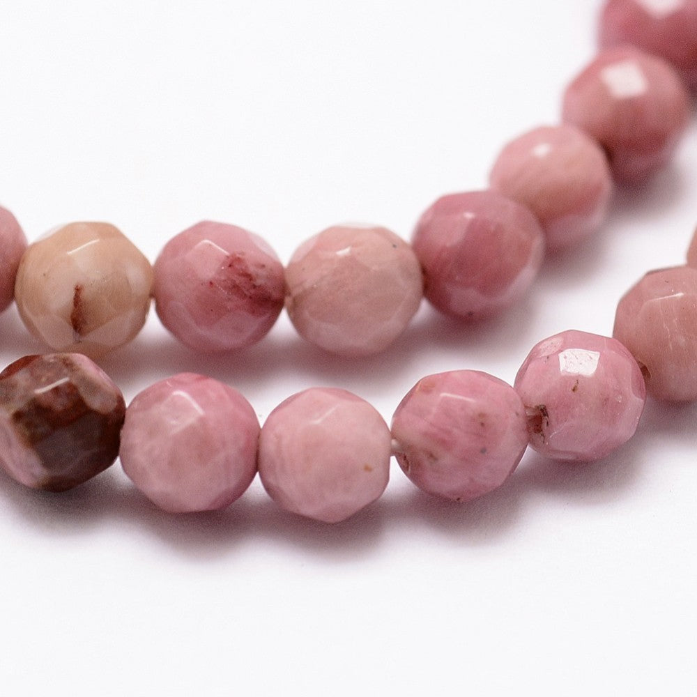 Rhodonite Faceted Gemstone Beads – 4mm | The Pink Bead Shop Canada
