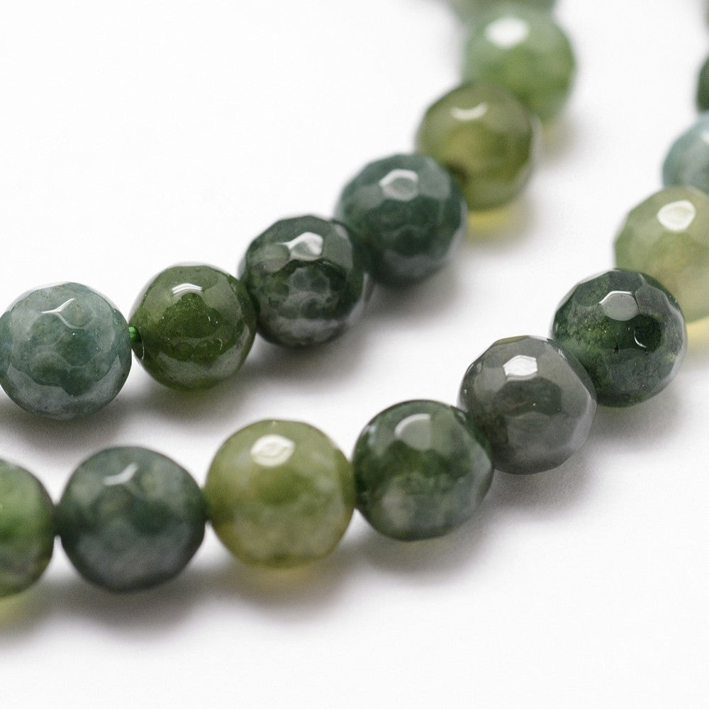 Moss Agate Faceted Gemstone Beads – 6mm | The Pink Bead Shop Canada