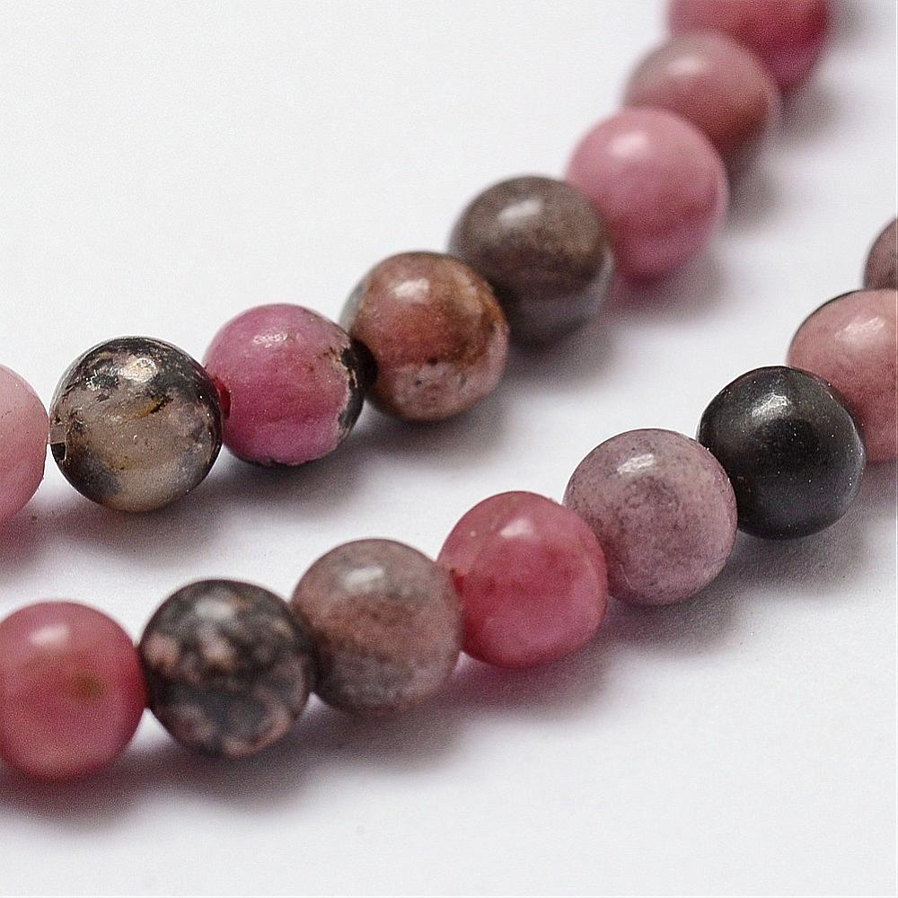 Rhodonite Gemstone Beads – Round 8mm | The Pink Bead Shop Canada