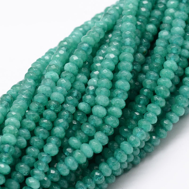 Malaysia Jade Dark Cyan Faceted Rondelle Beads | The Pink Bead Shop Canada