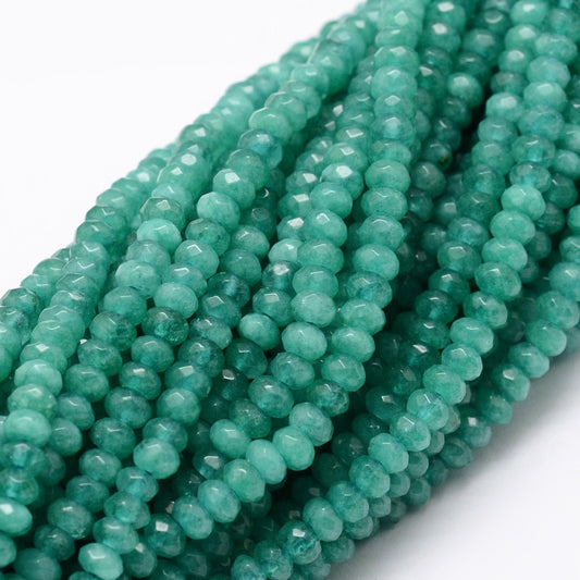 Malaysia Jade Dark Cyan Faceted Rondelle Beads | The Pink Bead Shop Canada