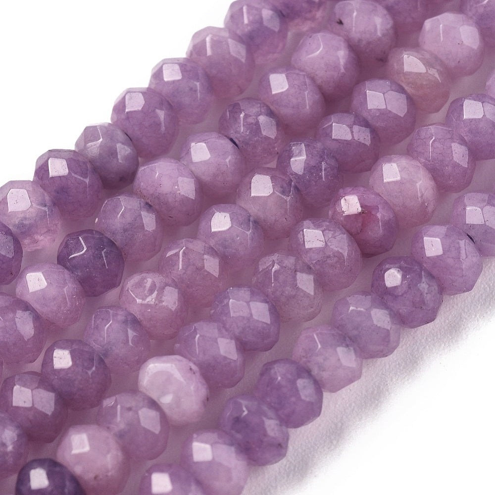 Violet Faceted Malaysia Jade Violet Faceted 4mm Rondelle Beads | The Pink Bead Shop Canada