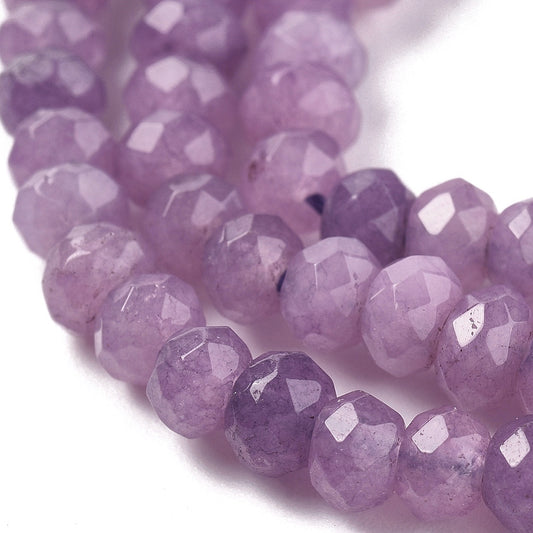 Violet Faceted Malaysia Jade Violet Faceted 4mm Rondelle Beads | The Pink Bead Shop Canada