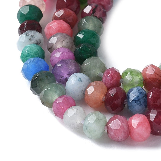 Mixed Colour Malaysia Jade Rondelle Beads 4mm | Faceted Gemstone Strands | The Pink Bead Shop Canada