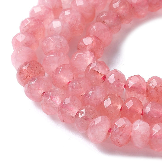 Dyed Malaysia Jade Rondelle Beads 4mm | Faceted Hot Pink Gemstone Strands | The Pink Bead Shop Canada