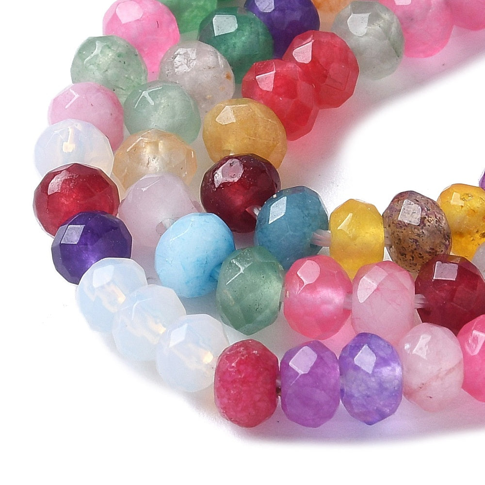 Mixed Malaysia Jade Faceted Rondelle Beads 4x3mm Strand | The Pink Bead Shop Canada
