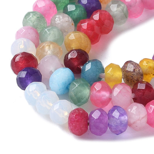 Mixed Malaysia Jade Faceted Rondelle Beads 4x3mm Strand | The Pink Bead Shop Canada